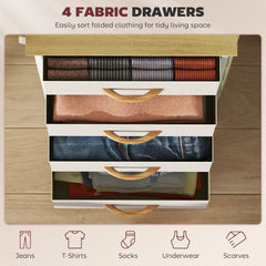 Chest of Four Fabric Drawers - Beige