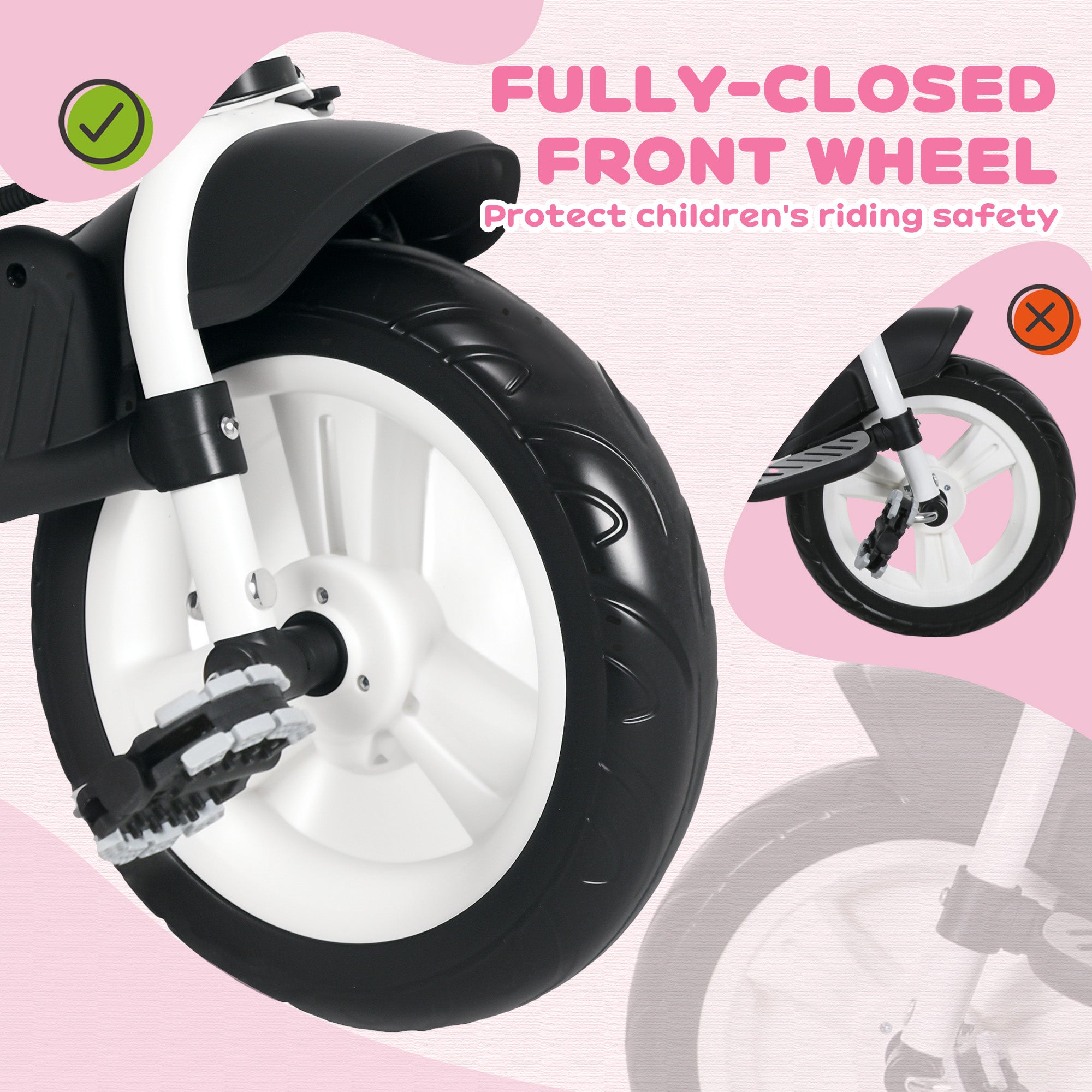 6 in 1 Kids Trike with Parent Handle, Canopy, 5-point Safety Belt, Storage, Footrest, Brake, for 1-5 Years, Pink