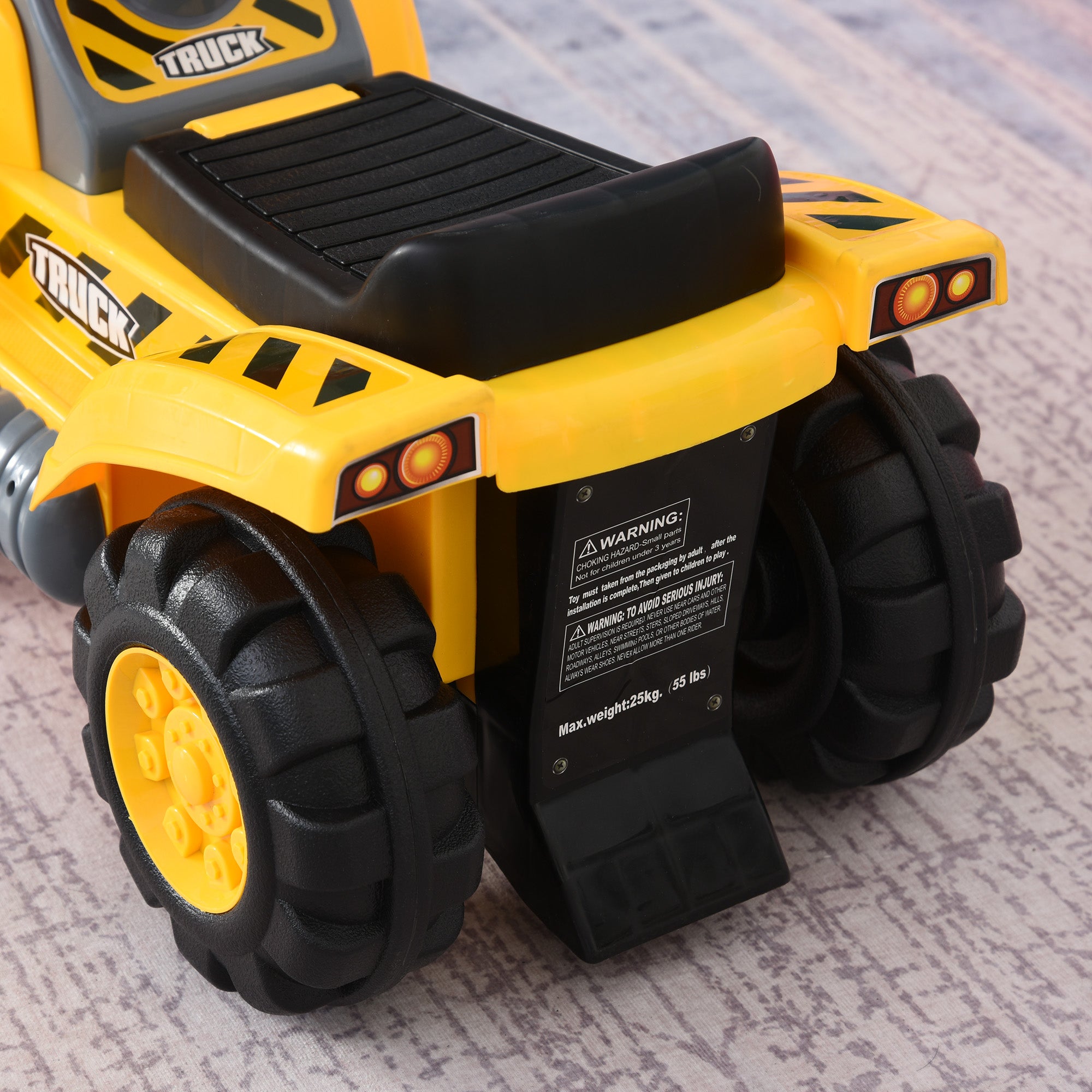 Kids Ride On Excavator Digger w/ Storage Basketball Net Steering NO POWER Wheel Vehicle Truck Toy