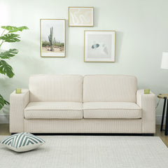 Three-Seater Corduroy Sofa - Cream White
