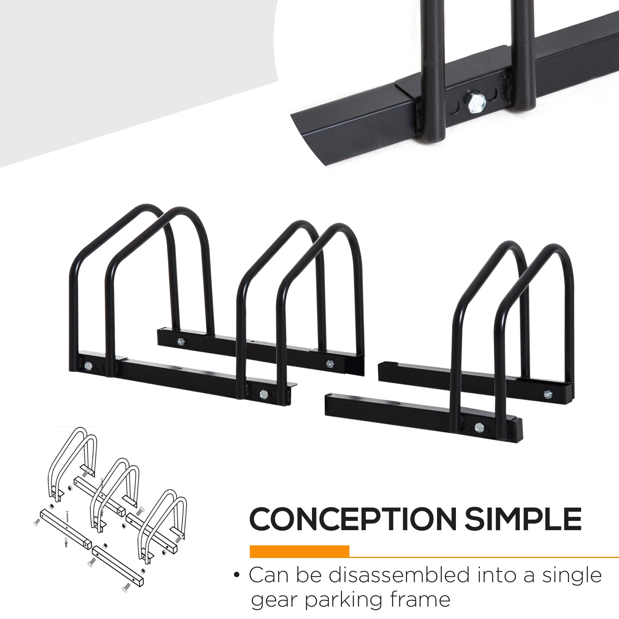 Bike Stand Parking Rack Floor or Wall Mount Bicycle Cycle Storage Locking Stand (3 Racks, Black)