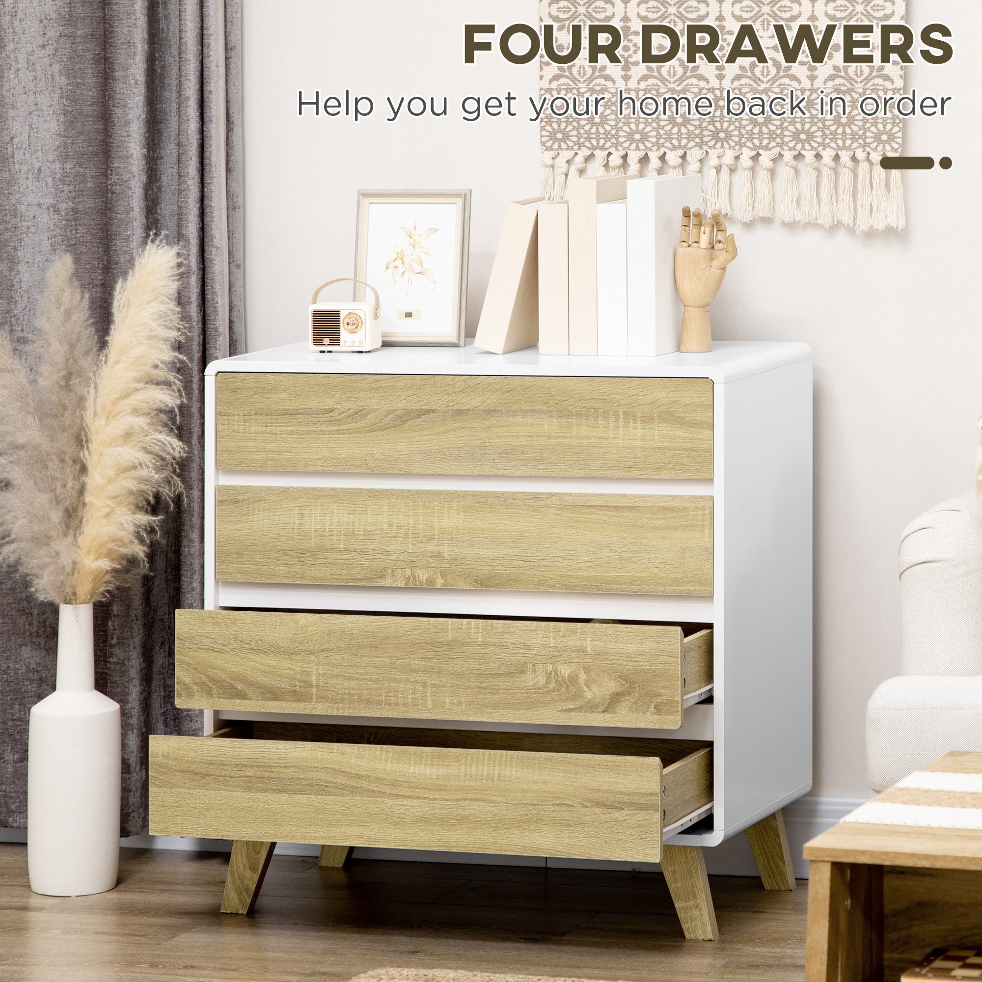 Chest of Four Drawers - Wood-Effect/White