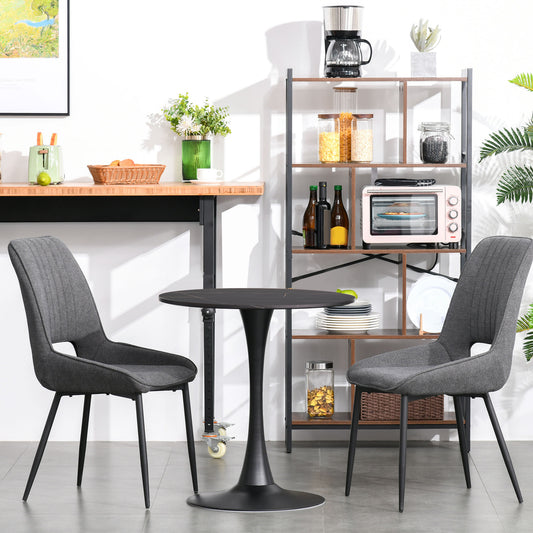 Modern Round Dining Table Leisure Coffee Bistro Table with Metal Base for Kitchen & Dining Room Black
