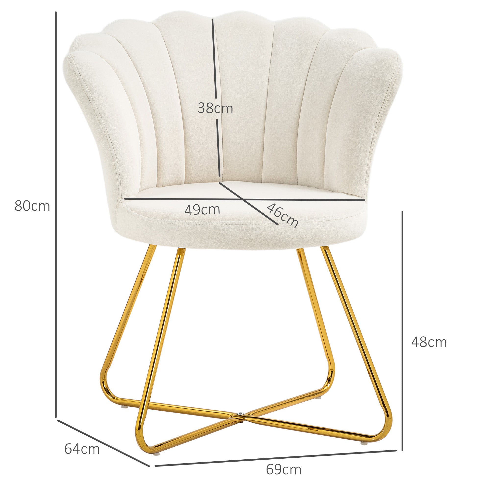 Velvet-Feel Lotus Petal Accent Chair - Cream