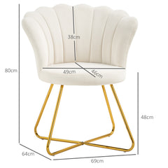 Velvet-Feel Lotus Petal Accent Chair - Cream