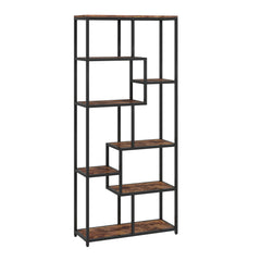 Fynco - Seven-Tier Geometric Bookcase - Brown/Black