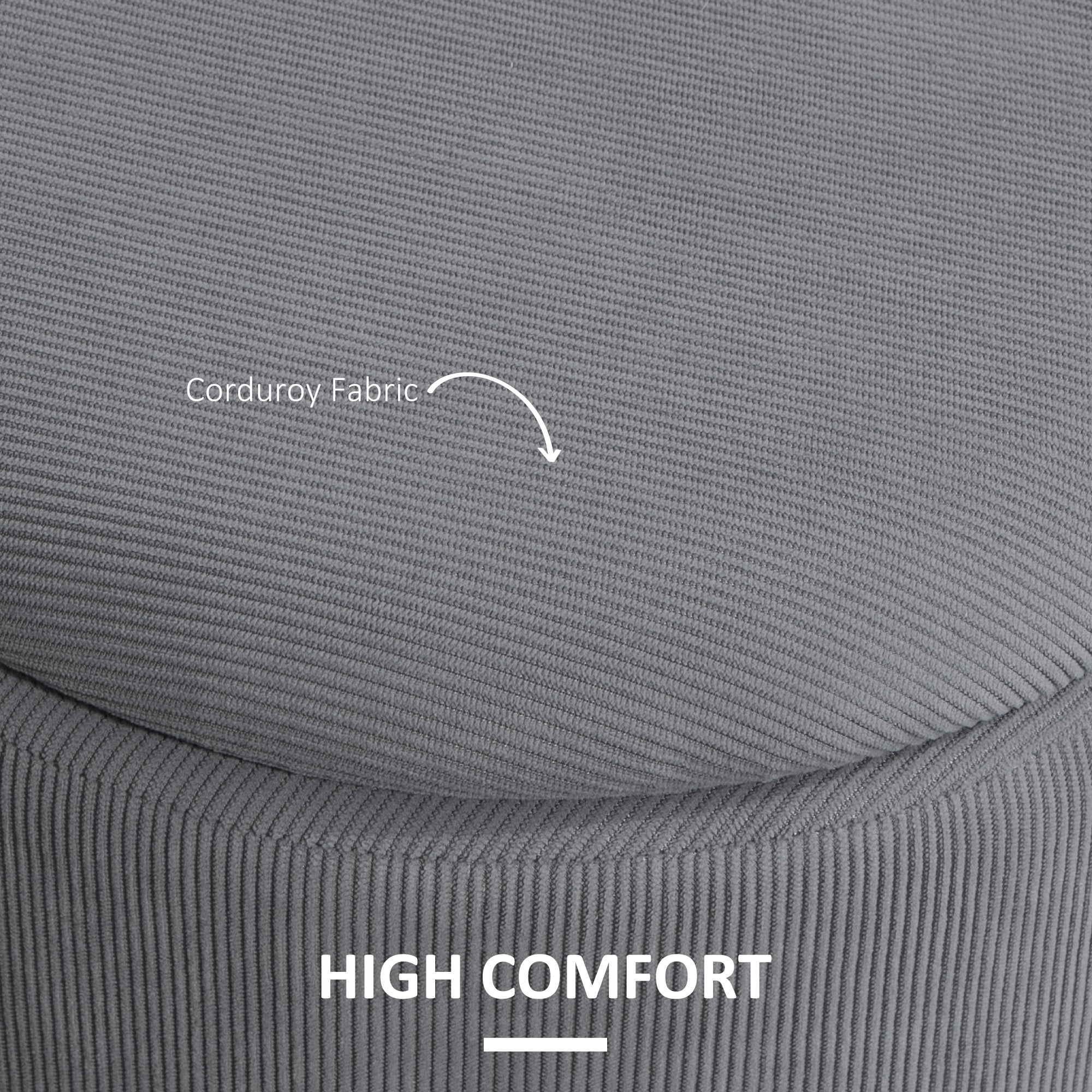 Set of Two Corduroy Storage Ottomans - Grey