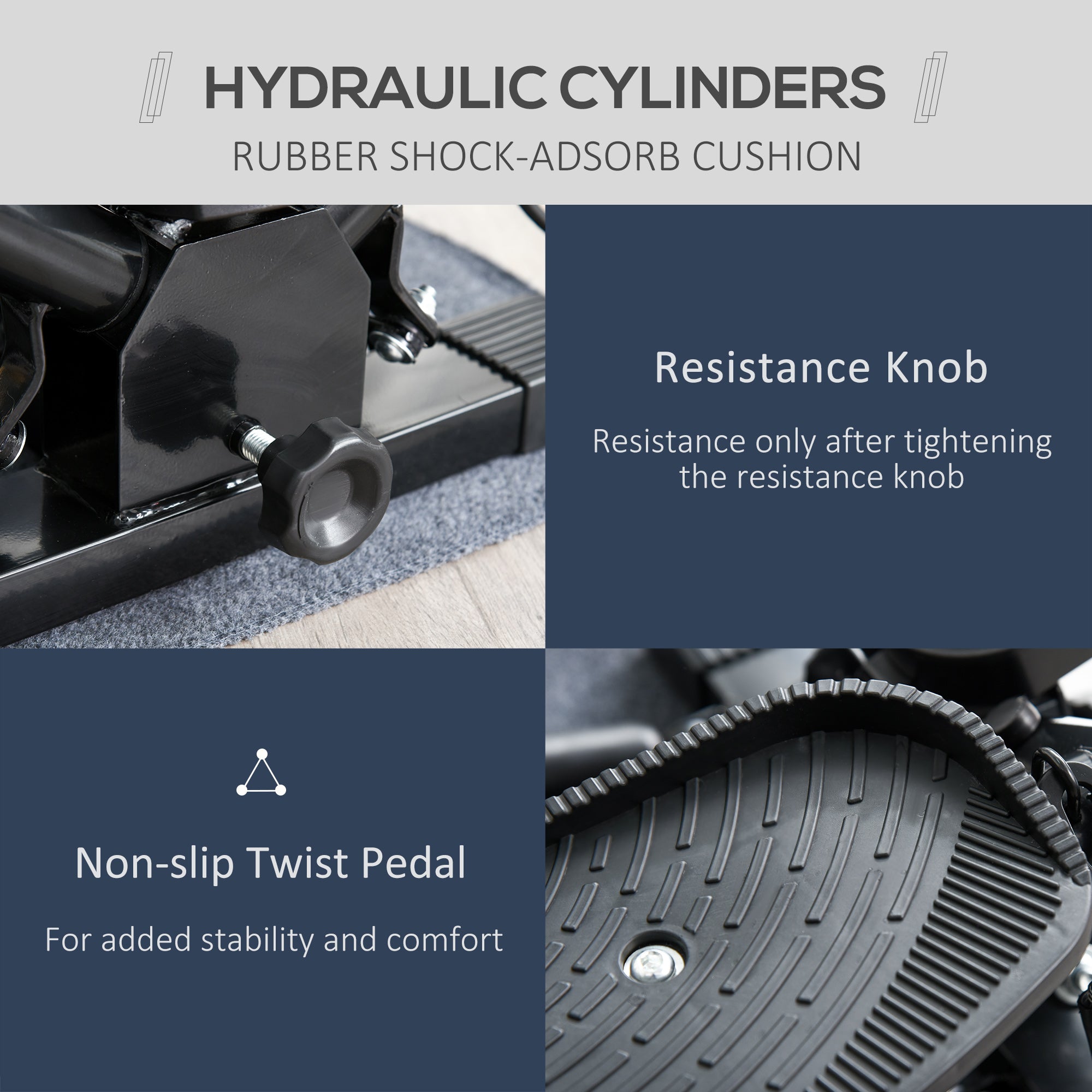 Portable Mini Stepper, Exercise Fitness Machine for Legs Arms Thigh Toner Toning Machine, Stair Steps Workout Training Fitness, w/ Resistance Bands and Floor Mat, Black