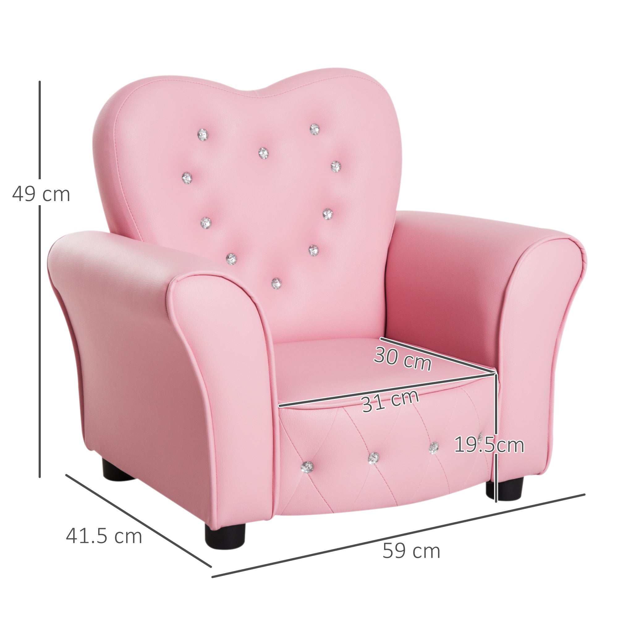 Kids Armchair Toddler Chair Seating Relax Playroom Seater Girl Princess Pink