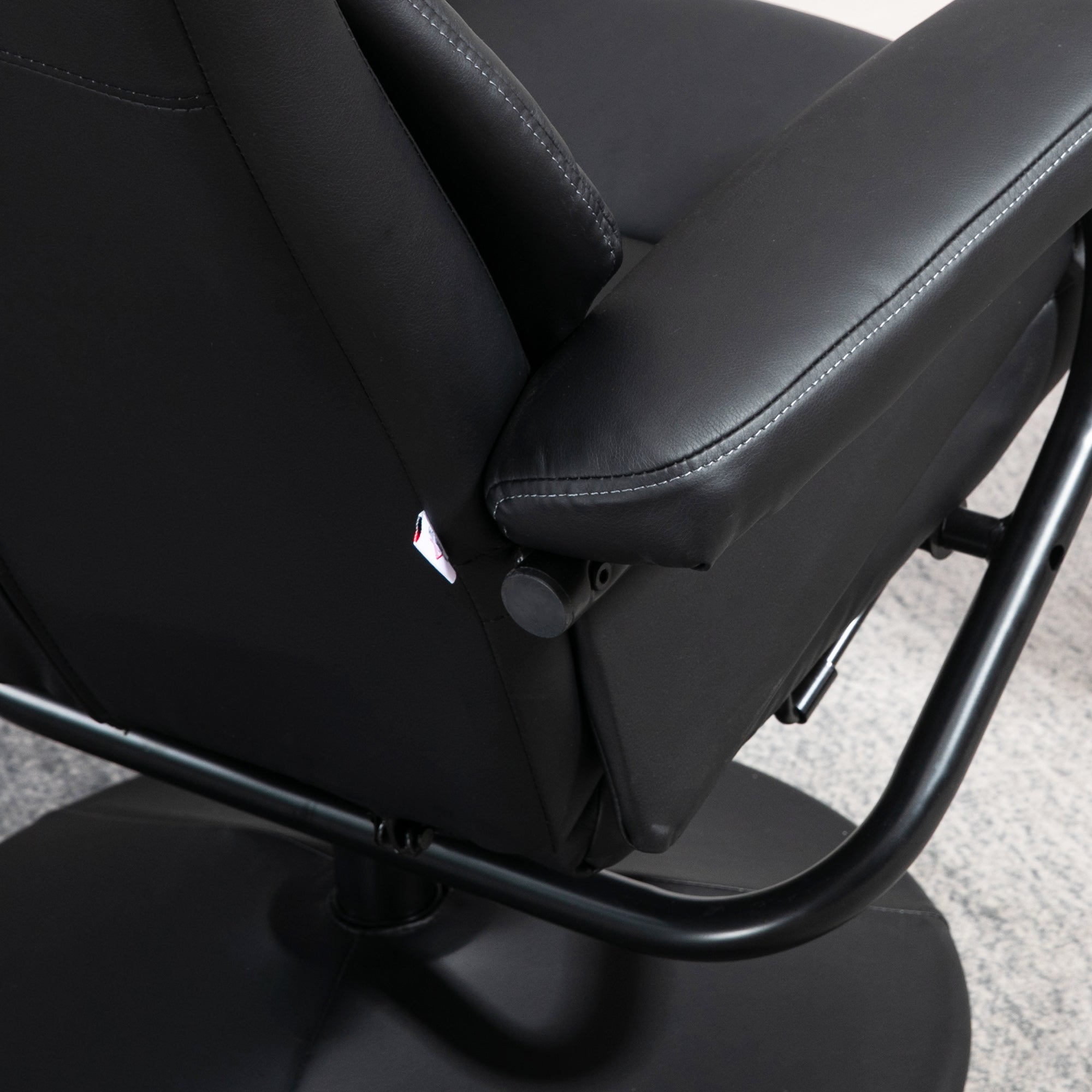 Fynco - Swivel Recliner Chair with Footstool, PU Leather Recliner Armchair with Ottoman, Steel Base, Upholstered Reclining Chair for Living Room, Bedroom, Office, Black