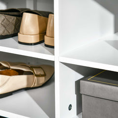 Hallway Furniture Set Shoe Bench Storage Mirror Cabinet Coat Rack Multiple Cubes Hangers Organiser Shelves w/ 4 Hooks