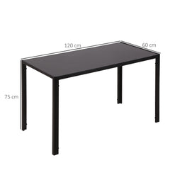 Modern Rectangular Dining Table for 4 People Glass Kitchen Table with Tempered Glass Top and Metal Legs for Dining Room, Living Room (Chairs Not Included)