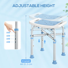 Fynco - 44-51.5cm Aluminium Frame Shower/Bath Stool - Light Blue
