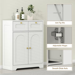 Fynco - Bathroom Floor Cabinet with 2 Drawers - White