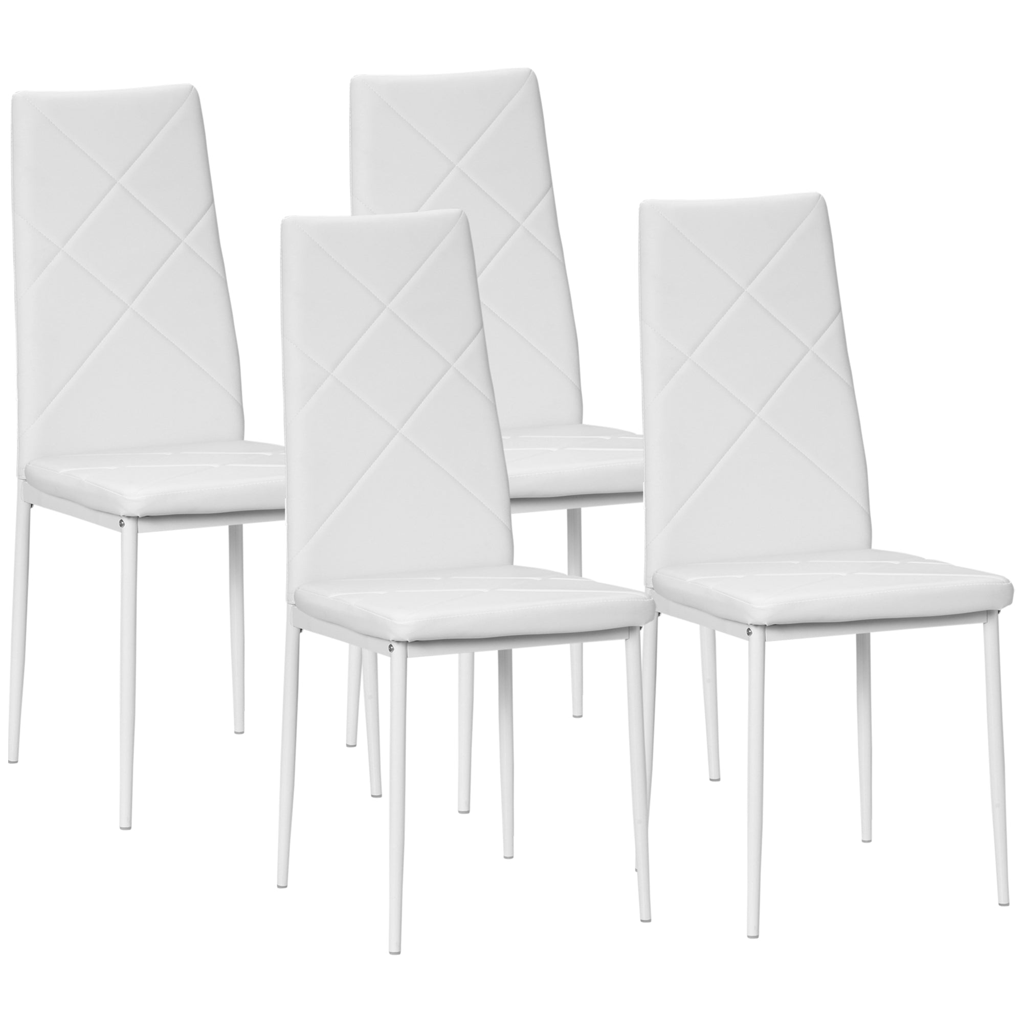 Set of 4 Faux Leather Dining Chairs - White