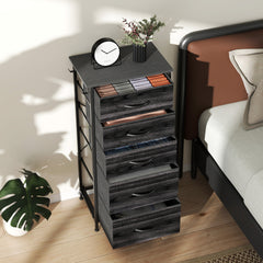 Chest of Five Fabric Drawers - Black