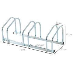 Bike Stand Parking Rack Floor or Wall Mount Bicycle Cycle Storage Locking Stand 76L x 33W x 27H (3 Racks, Silver)