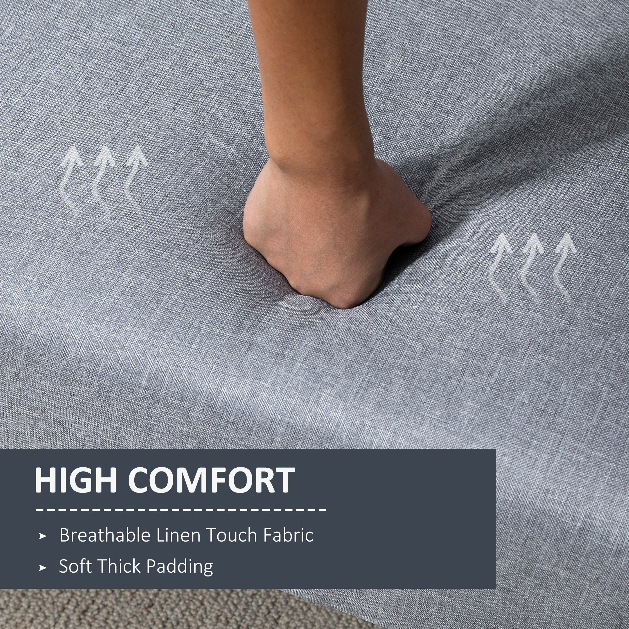 Three-Seater Sofa Bed, with Split Back - Light Grey