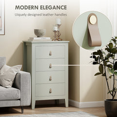 Bedroom Chest of Drawers, Modern 4 Drawer Dresser Cabinet with PU Leather Handles and Metal Runners for Living Room, Hallway, Entryway, Green
