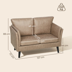 Fynco - Two-Seater Leathaire Sofa - Light Brown