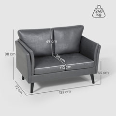Fynco - Two-Seater Leathaire Sofa - Grey