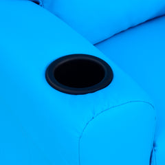 Kids Recliner Chair, PU Leather with Adjustable Backrest, Footrest, Padded Headrest, Blue