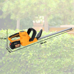 20" Cordless Hedge Trimmer, 21V Electric Hedge Cutter with 51cm Dual Action Blade, 2 x 4000mAh Batteries and Brushless Motor for Garden Branches, Shrubs, Twigs, Orange