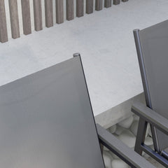 Five-Piece Metal Dining Set, with Glass-Top Table - Grey