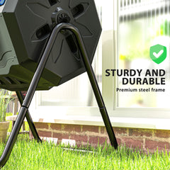 160L 360° Rotating Dual Chamber Composter - Blue