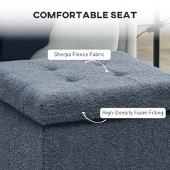 Foldable Sherpa Fleece Storage Ottoman - Blue