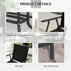 Four-Piece Metal Garden Sofa Set - Black