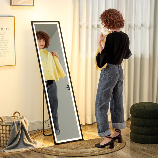 150 x 40cm Full Length Mirror, with Adjustable Lights - Black