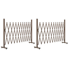 Fynco - Set of 2 Expanding Garden Fencc, Aluminium Freestanding Foldable Picket Fence, 300cmx103.5 cm, Dark Brown
