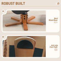 Fynco - Rocking Recliner Chair with Footstool, PU Leather Recliner Armchair with Wood Base, Upholstered Reclining Chair for Living Room Bedroom, Black