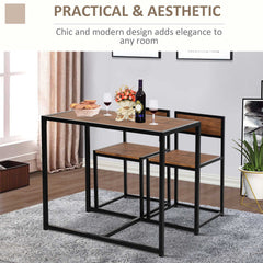 Dining Table and Chairs Set 2, Dining Room Sets, Rectangular Space Saving Table and 2 Chairs for Compact Kitchens, Steel Frame, Natural