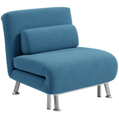 Single Velvet-Feel Sleeper Chair - Blue