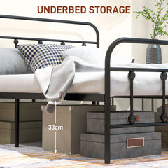 Double Minimalistic Metal Bed Frame - Black