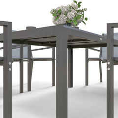 Seven-Piece Garden Dining Set, with Plastic Wood-Top Table - Grey