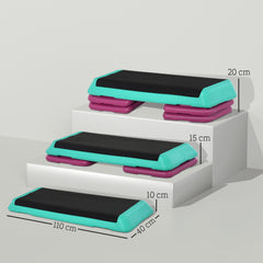 3-Level Aerobic Step 10/15/20cm Steppers for Exercise Workout w/ Non-Slip Top Compact Stepper Home Office Indoor Outdoor Fitness Equipment