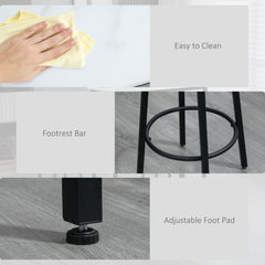 Three-Piece Marble-Effect Bar Table Set - White/Black