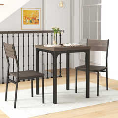 Three-Piece Minimal and Compact Dining Set, Grey Wood Grain