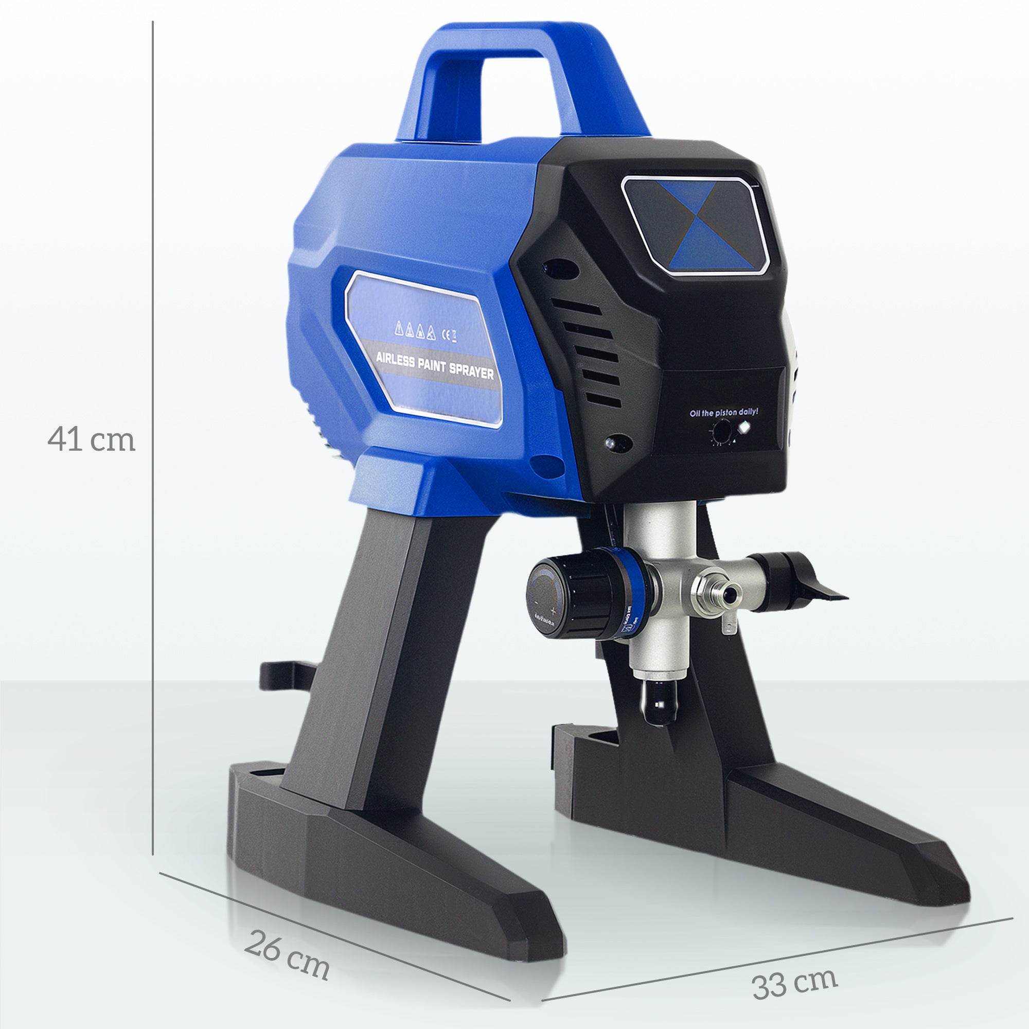 Fynco - Airless Paint Sprayer, Thinning-Free, Electric Fence Paint Sprayer for Exterior and Interior DIY Painting Projects, Wall Spray Gun Machine, Household Use, 1.5L/min, 200Bar, 7.5m Hose Dark Blue