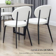 Set of Four Boucle Dining Chairs - White