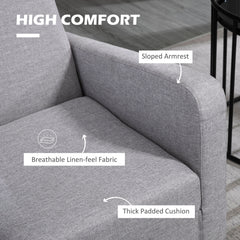 2 Pieces Modern Armchairs with Rubber Wood Legs, Upholstered Accent Chairs, Single Sofa for Living Room, Bedroom, Light Grey