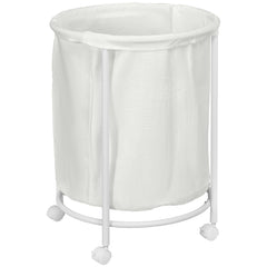 100L Steel Frame Laundry Bin, with Wheels - White