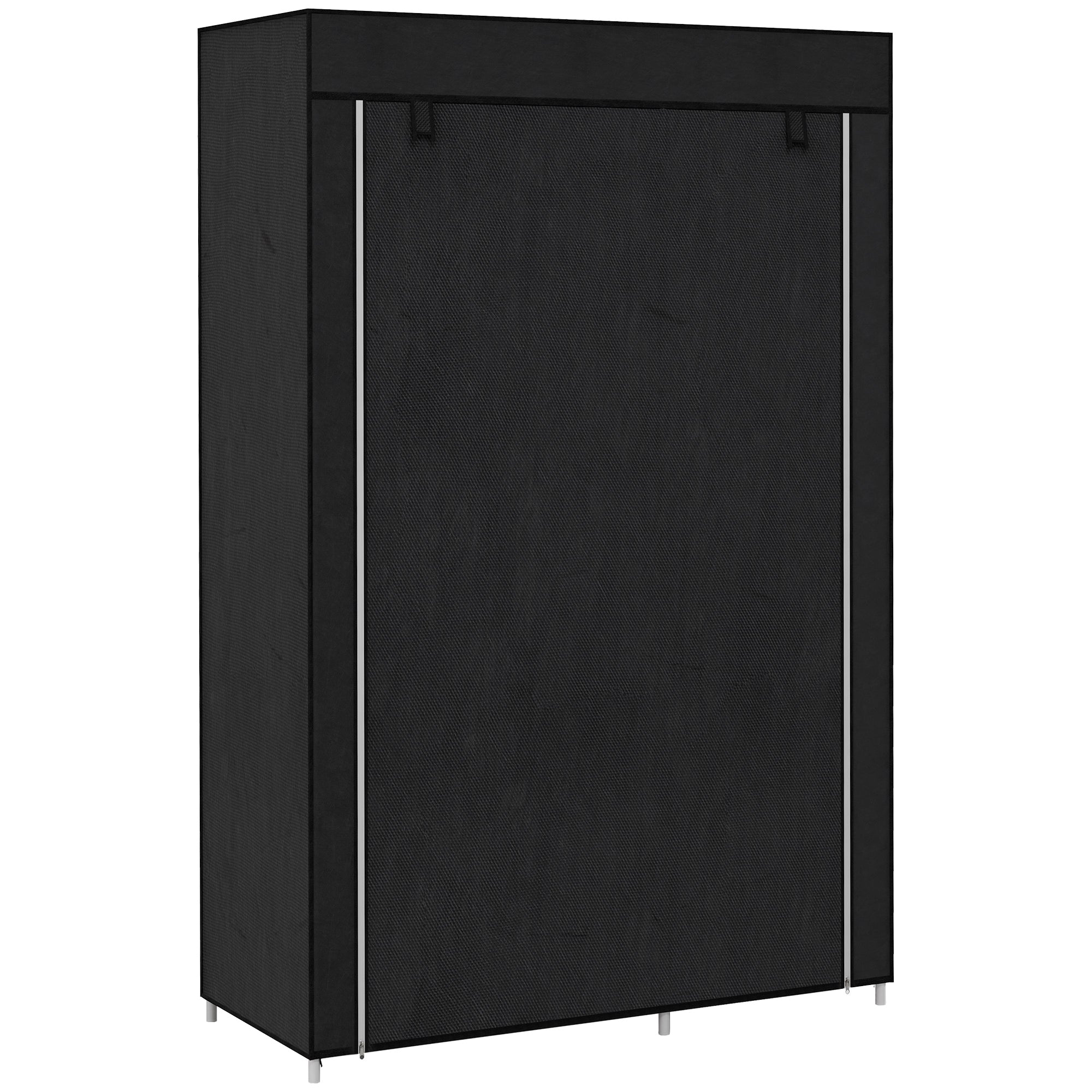 Fabric Wardrobe, Portable Wardrobe with 6 Shelves, 1 Hanging Rail, Foldable Closets, 103 x 43 x 162.5 cm, Black