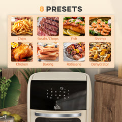 Digital Air Fryer with 8 Preset Modes, Rapid Air Circulation, 12L Air Fryer Oven with Memory Function, 1800W, Cream