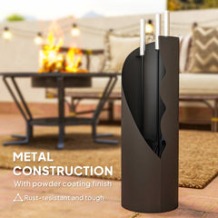 Fynco - 4 Pieces Fireplace Tools Set, Metal Fireplace Accessories Fireside Companion Set with Broom, Shovel, Poker and Bucket, Black