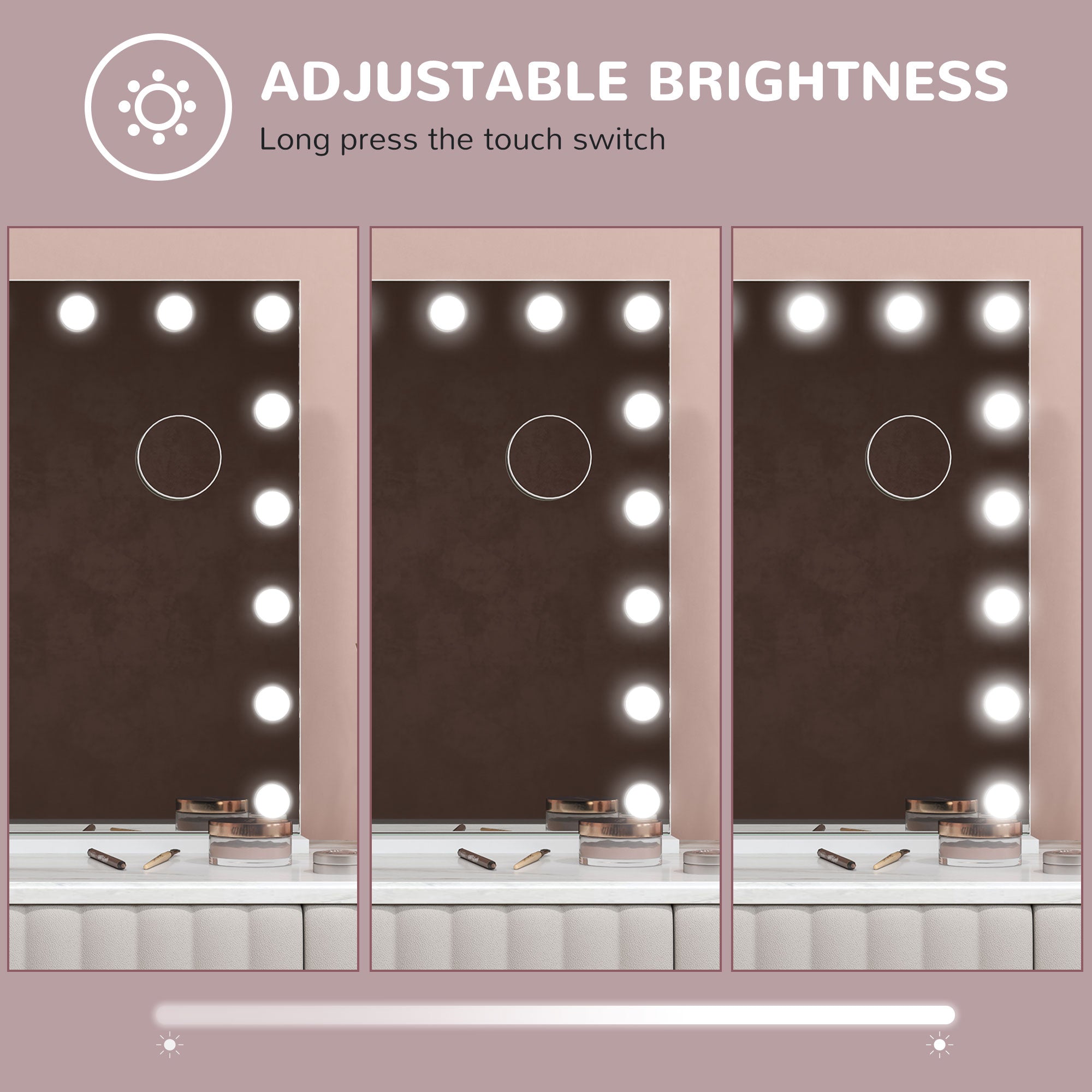 Hollywood Vanity Mirror with Lights, Large 80x62 cm Lighted Makeup Mirror with 3 Colour, 18 LED Bulbs, 10X Magnifying, USB Charging Port, Touch Screen, Tabletop or Wall Mounted Design, White