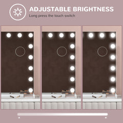 Hollywood Vanity Mirror with Lights, Large 80x62 cm Lighted Makeup Mirror with 3 Colour, 18 LED Bulbs, 10X Magnifying, USB Charging Port, Touch Screen, Tabletop or Wall Mounted Design, White